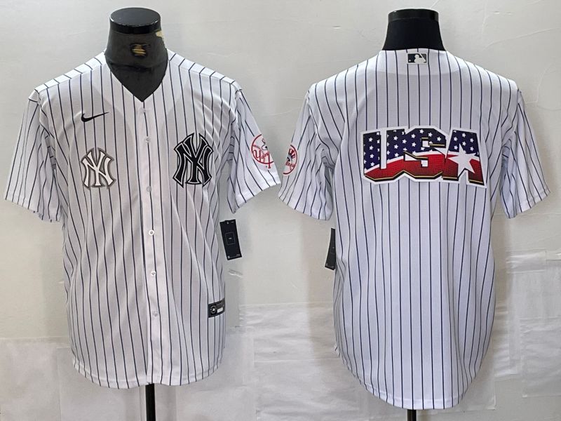 Men New York Yankees Blank White Stripe Second generation joint name Nike 2024 MLB Jersey style 5
